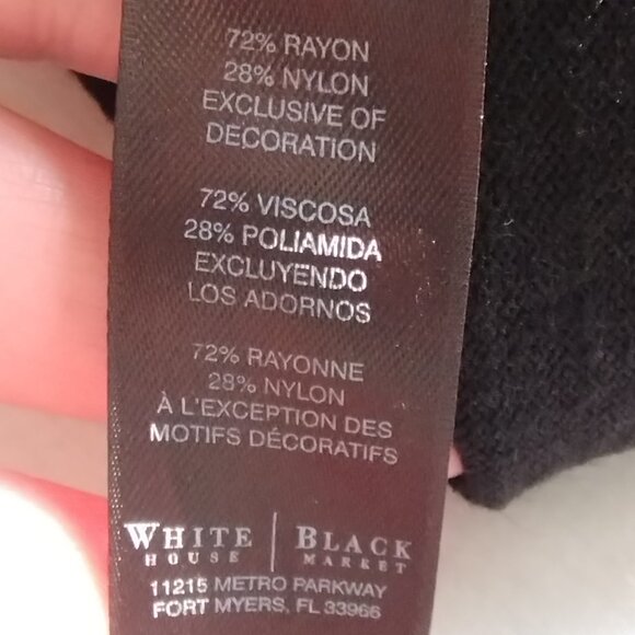 WHITE HOUSE BLACK MARKET Black 3/4 Sleeve Open Front CROPPED CARDIGAN Sz LARGE - Picture 4 of 6